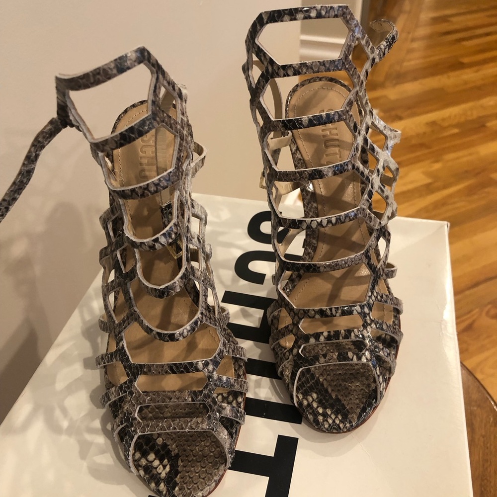 SCHUTZ Snakeskin Strappy Heels